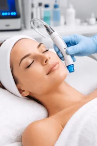 Client receiving Hydrafacial treatment in Kansas City, MO RefineKC Aesthetics